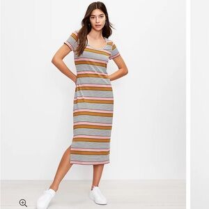 LOFT NWT❗️Striped Scoop Neck Midi Dress
